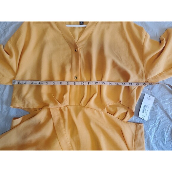 Womens Xl Blouse V-Neck Yellow Lightweight Cutout Detail Bold Elements - Picture 10 of 11